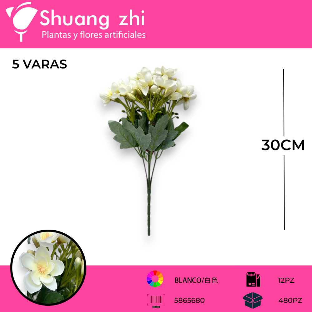 FLOR MINI BLANCO 5 VARAS 30CM