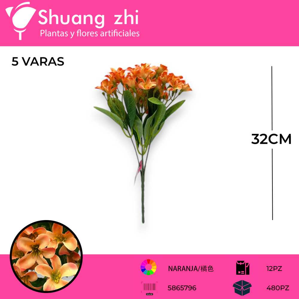 FLOR MINI NARANJA 32CM