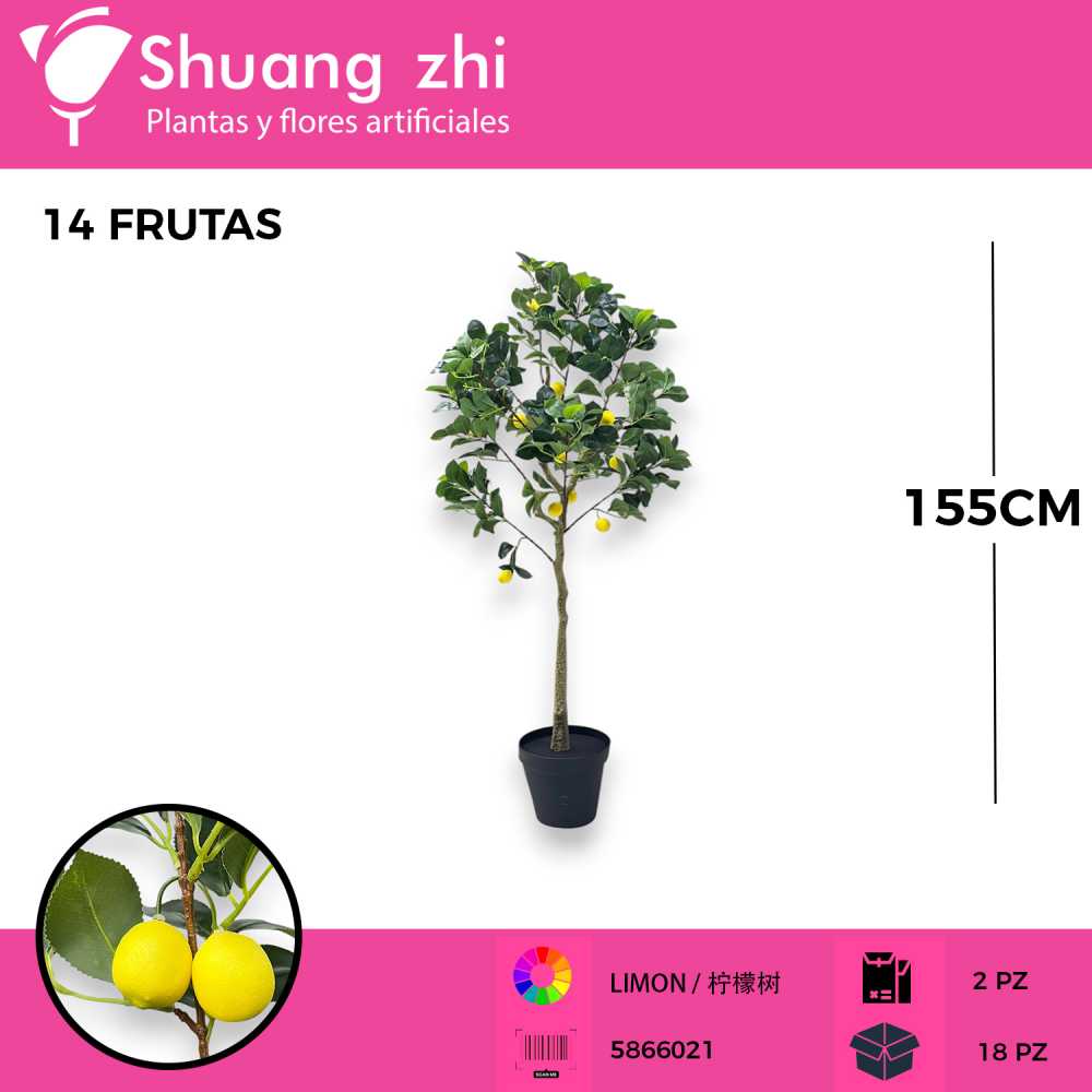ARBOL LIMÓN 14 LIMONES 155CM