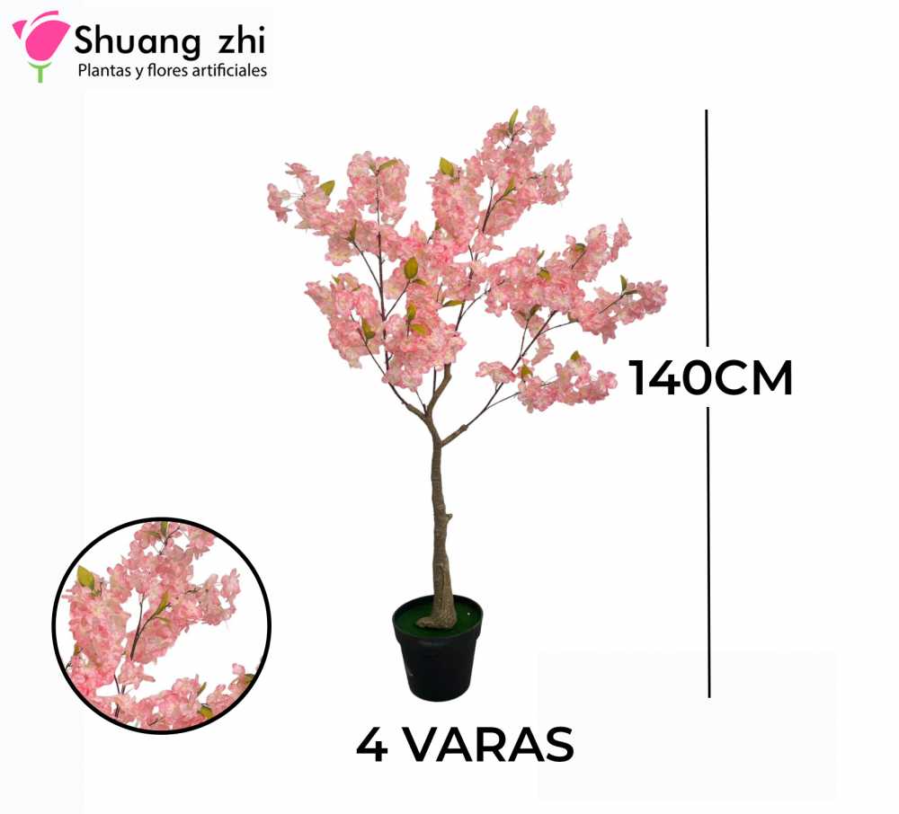 PLANTA CEREZO 4 VARAS ROSA CON MACETA