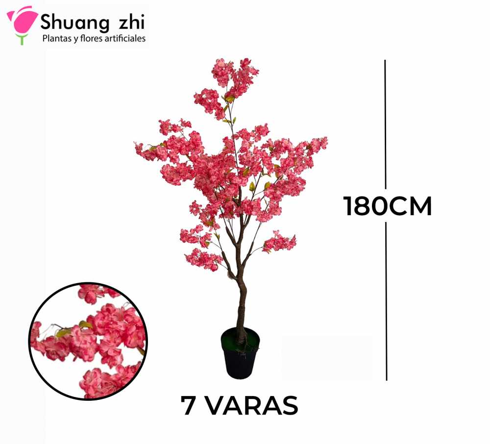 PLANTA CEREZO 7 VARAS FUCSIA CON MACETA