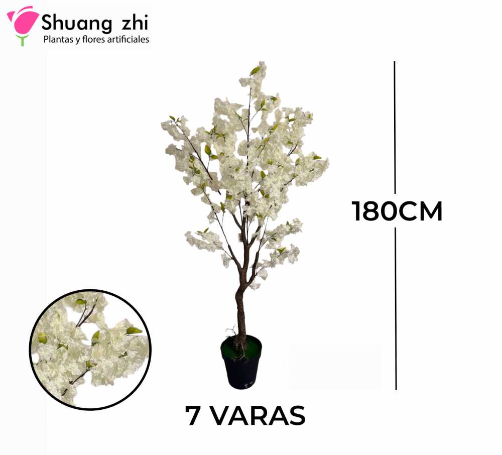 PLANTA CEREZO 7 VARAS BLANCO CON MACETA