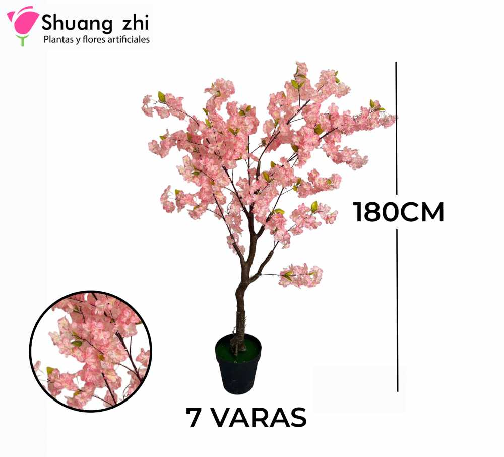 PLANTA CEREZO 7 VARAS ROSA CON MACETA