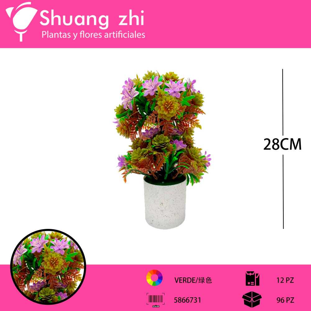MACETA FLOR VERDE 28CM