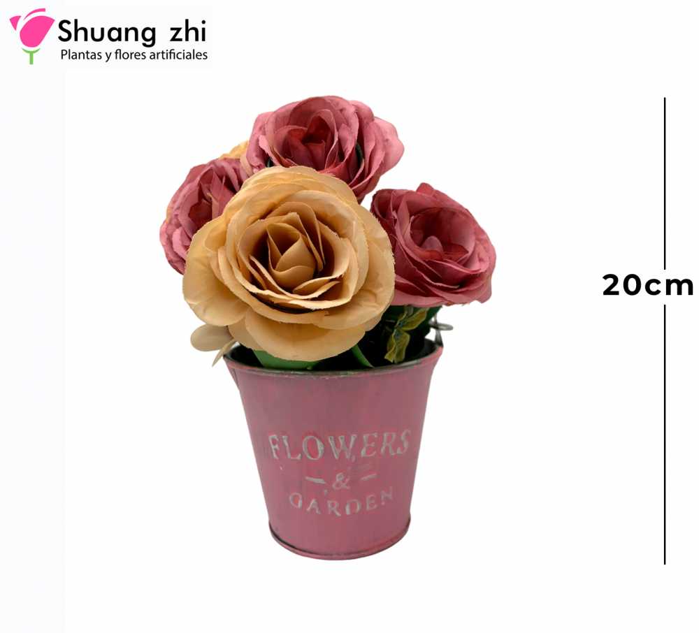 MACETA FLOR LILA CON BEIGE 20CM