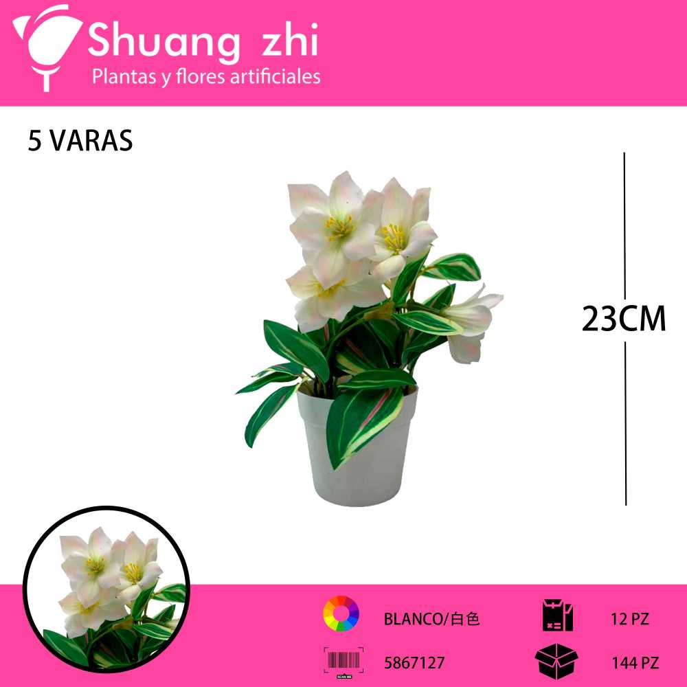 MACETA FLOR BLANCA 23CM
