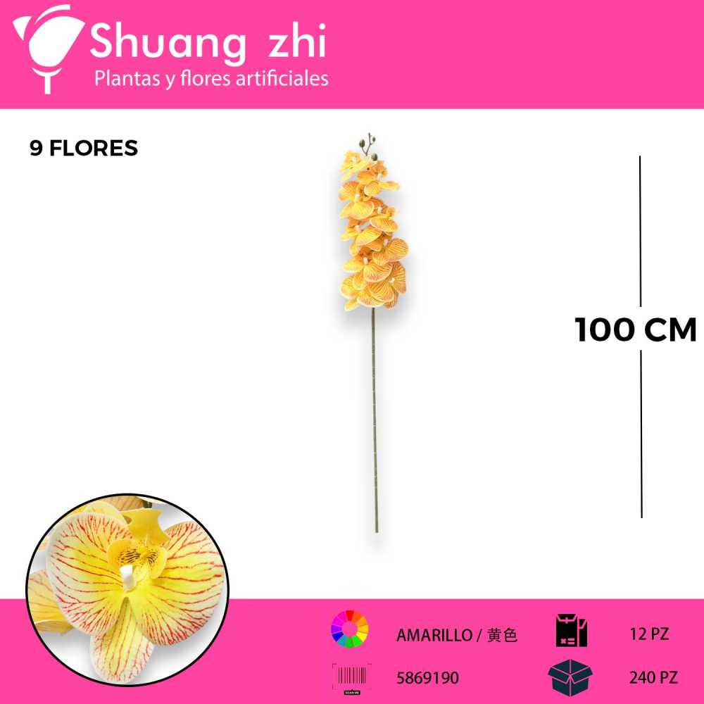 ORQUIDEA NATURAL TOUCH 9 FLORES AMARILLO 100CM