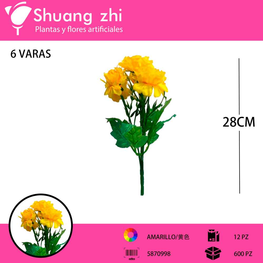 FLOR MINI 6 CABEZAS AMARILLO