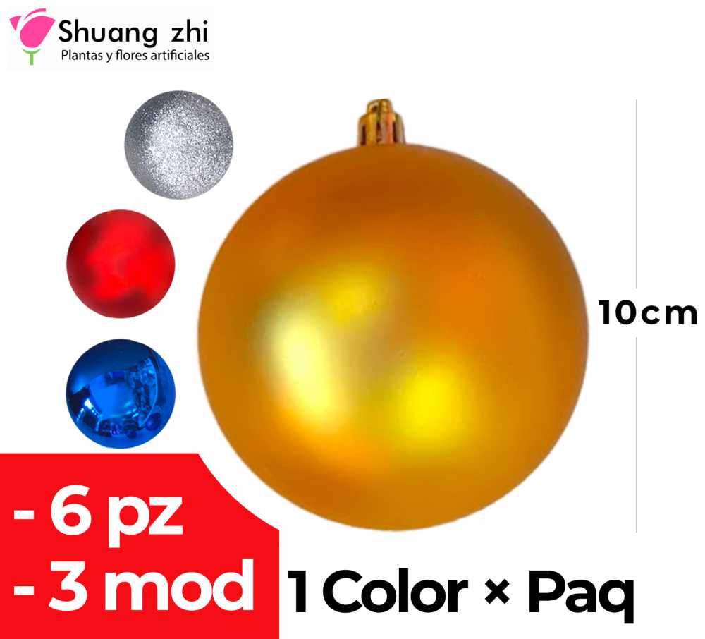 BOLA DE NAVIDAD 10ABE/6UNIDAD  3COLORES SURTIDO