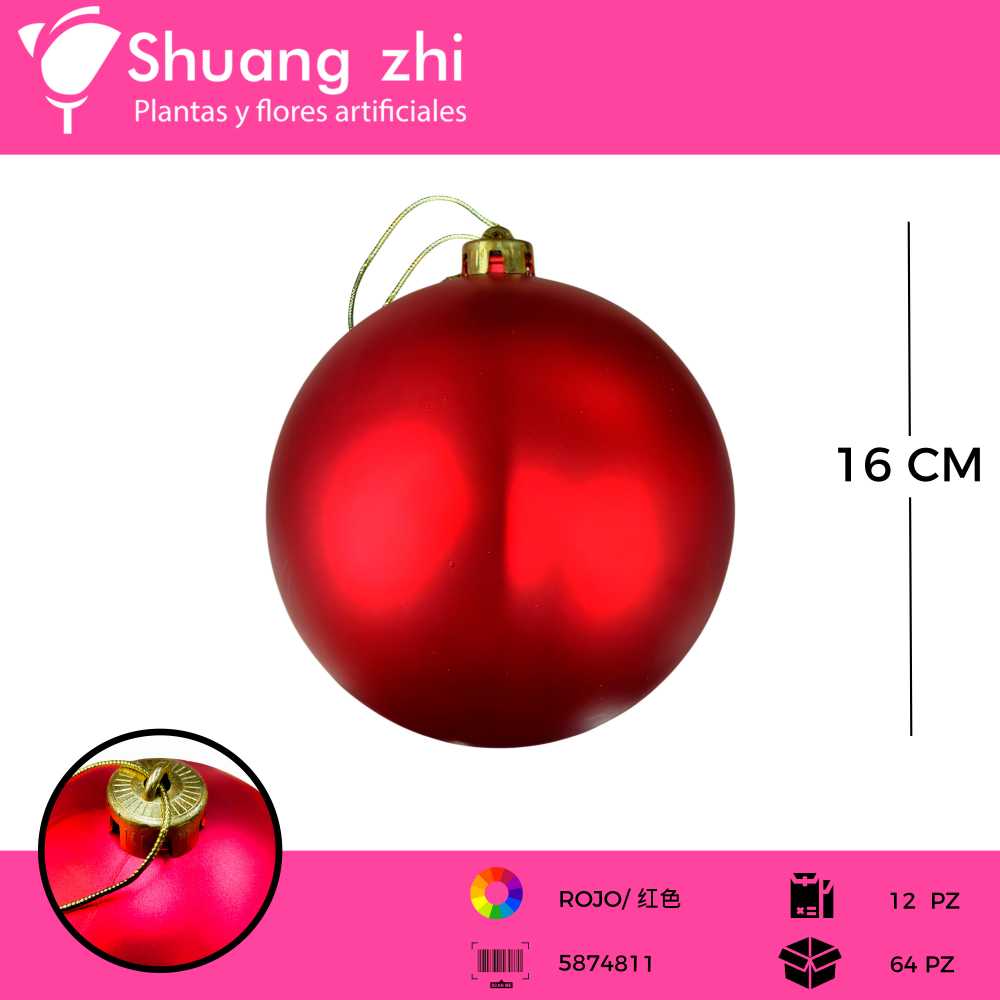 BOLA DE NAVIDAD 15CM MATE ROJO