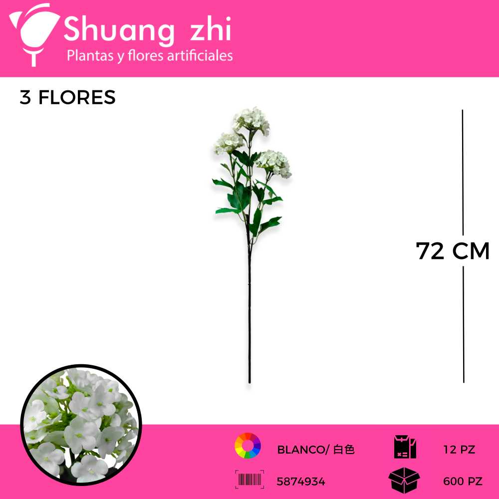 FLOR VARA BLANCO 72CM