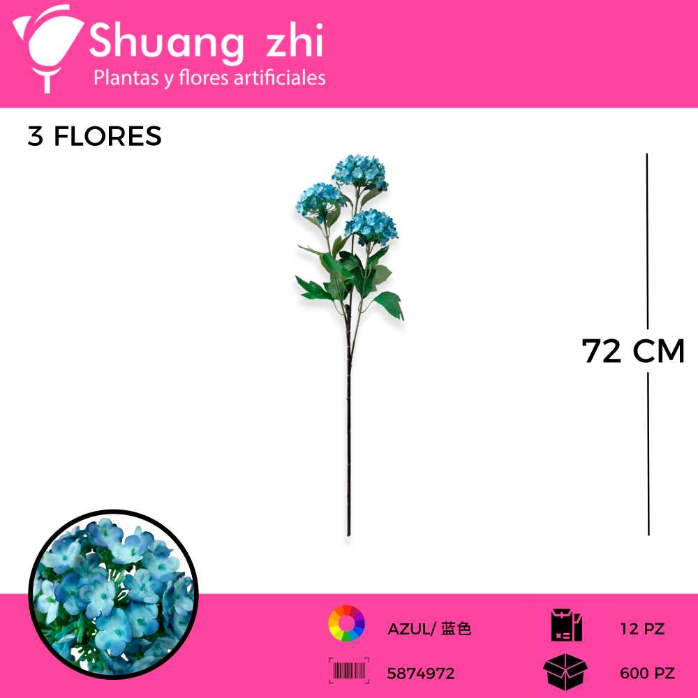 FLOR VARA AZUL 72CM