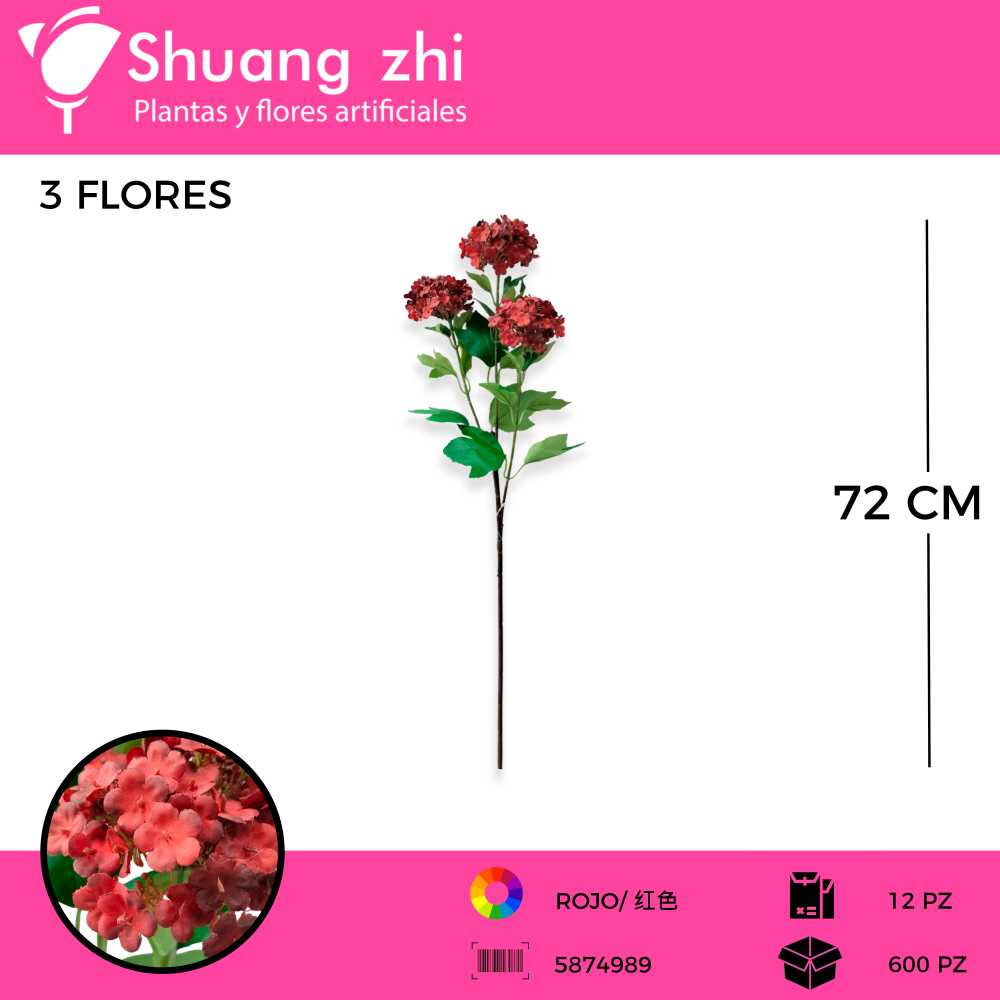 FLOR VARA ROJO 72CM