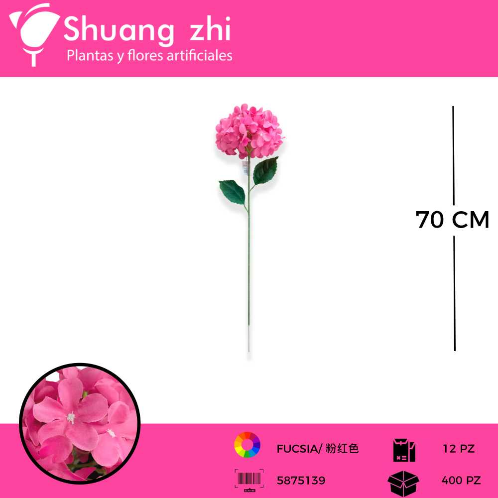 VARA ORTENSIA COLOR FUCSIA 70 CM
