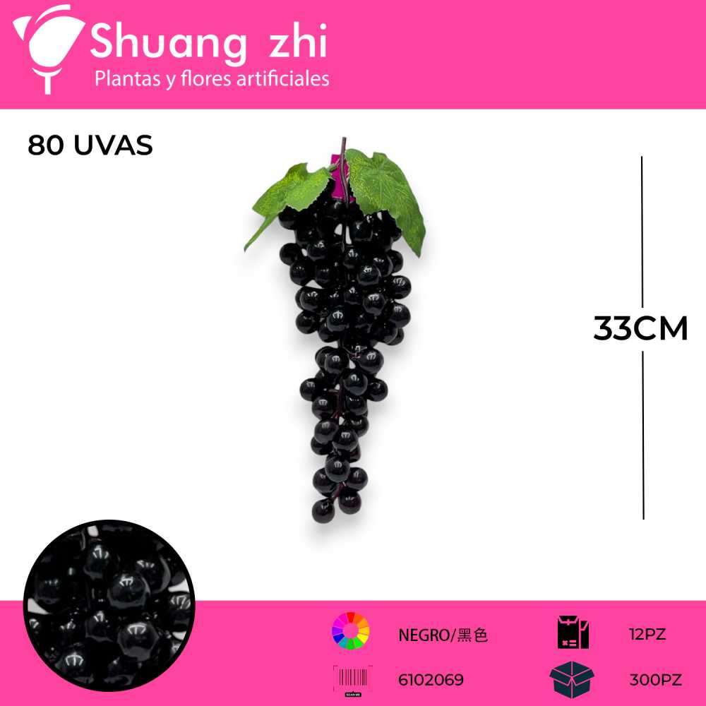 RACIMO DE UVA NEGRO 33CM