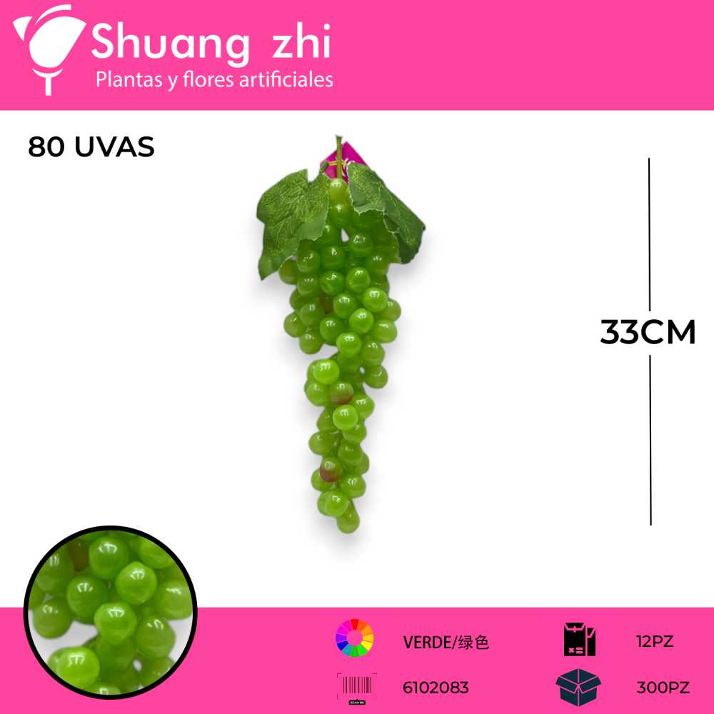 RACIMO DE UVA VERDE 33CM
