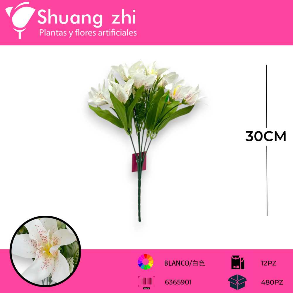 FLOR MINI LILI BLANCO 30CM