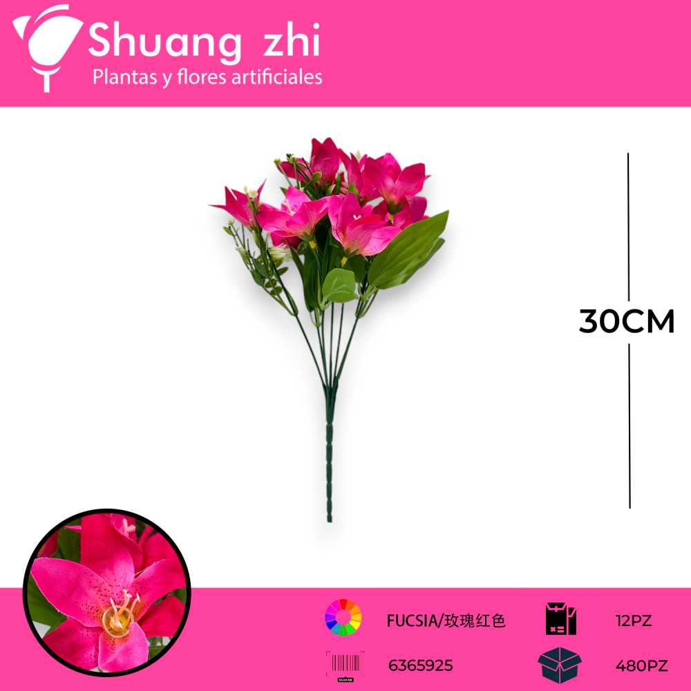 FLOR MINI LILI FUCSIA 30CM