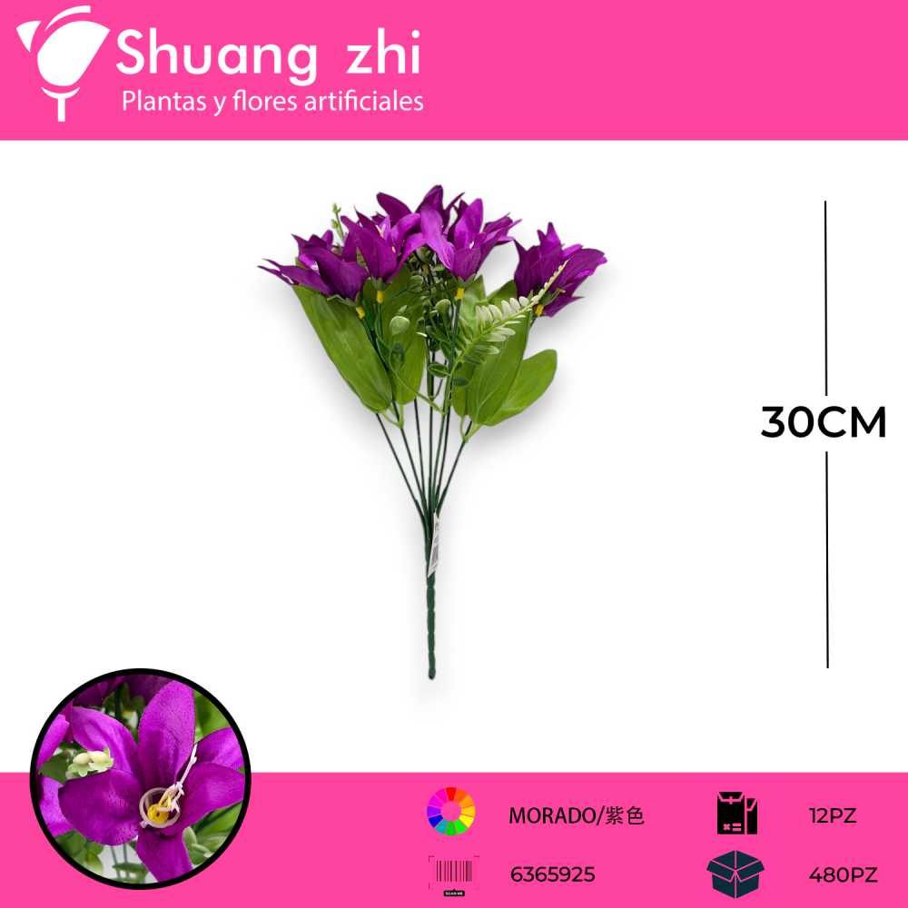 FLOR MINI LILI MORADO 30CM