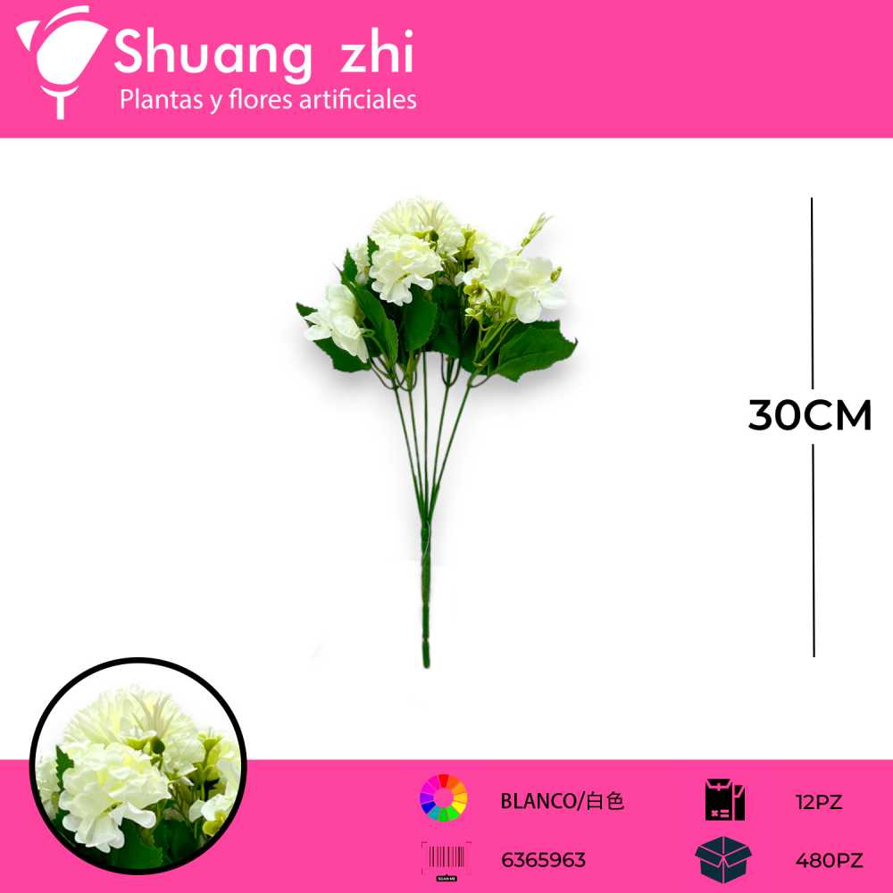FLOR MINI CRISANTEMO BLANCO 30CM