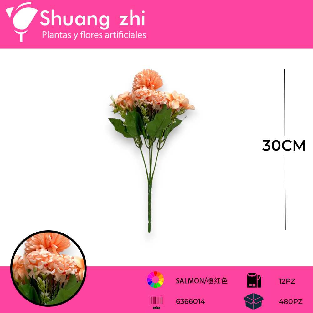FLOR MINI CRISANTEMO CHAMPAN 30CM