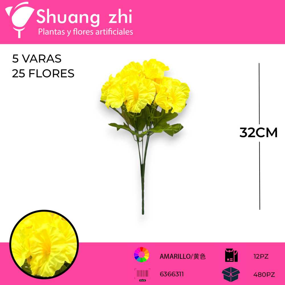 FLOR MINI PETUNIA AMARILLO 32CM