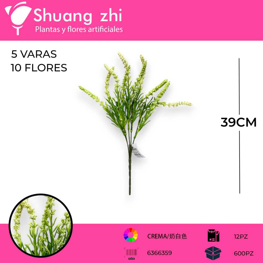 FOLLAJE LAVANDA CREMA 39CM