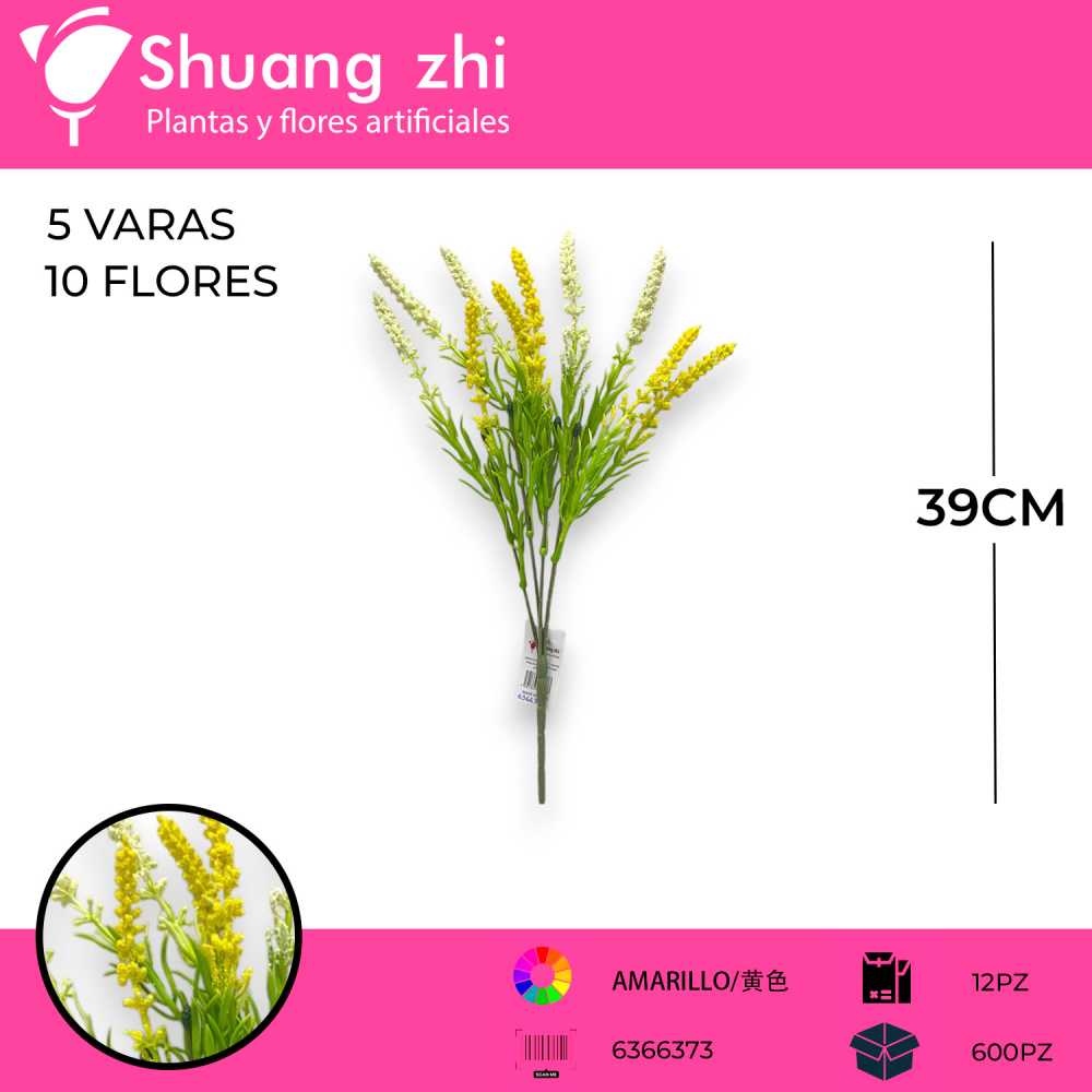 FOLLAJE LAVANDA AMARILLO 39CM