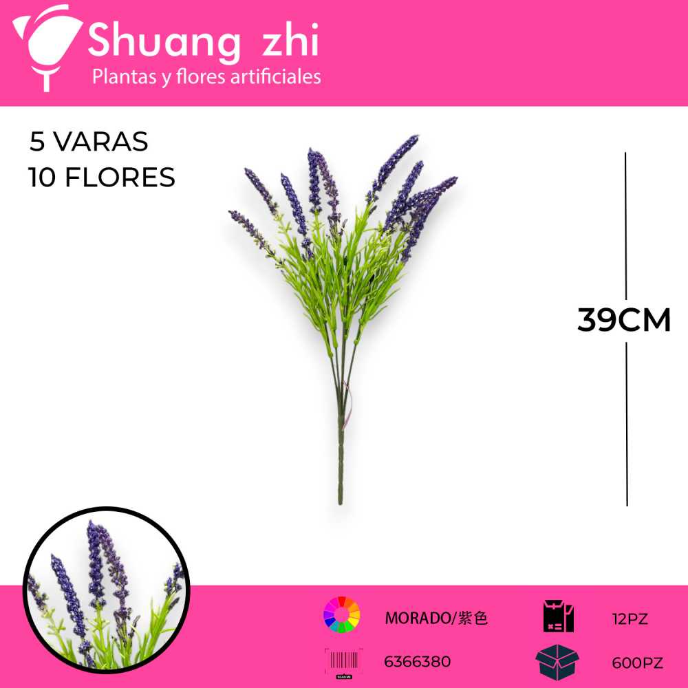 FOLLAJE LAVANDA MORADO 39CM