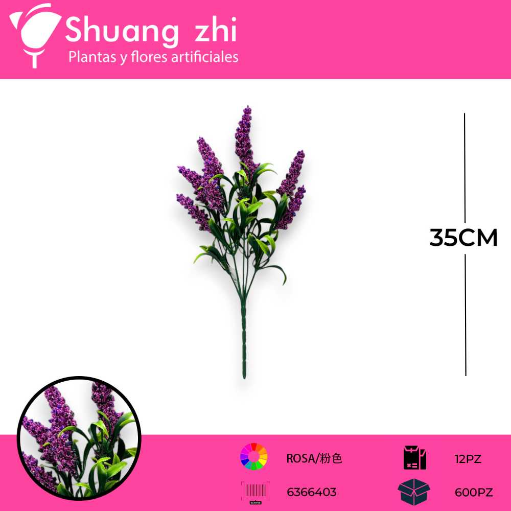 FOLLAJE LAVANDA ROSA 35CM