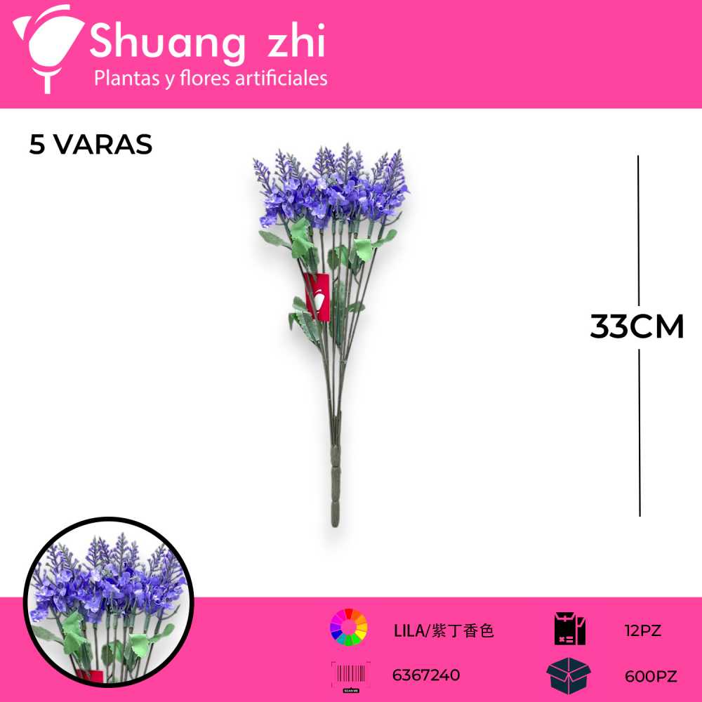FOLLAJE LAVANDA LILA 33CM