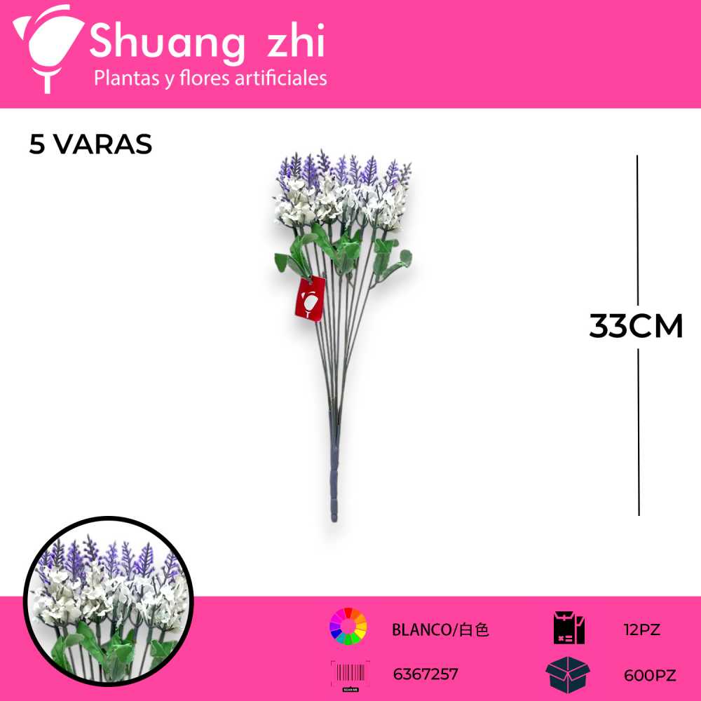 FOLLAJE LAVANDA BLANCO 33CM