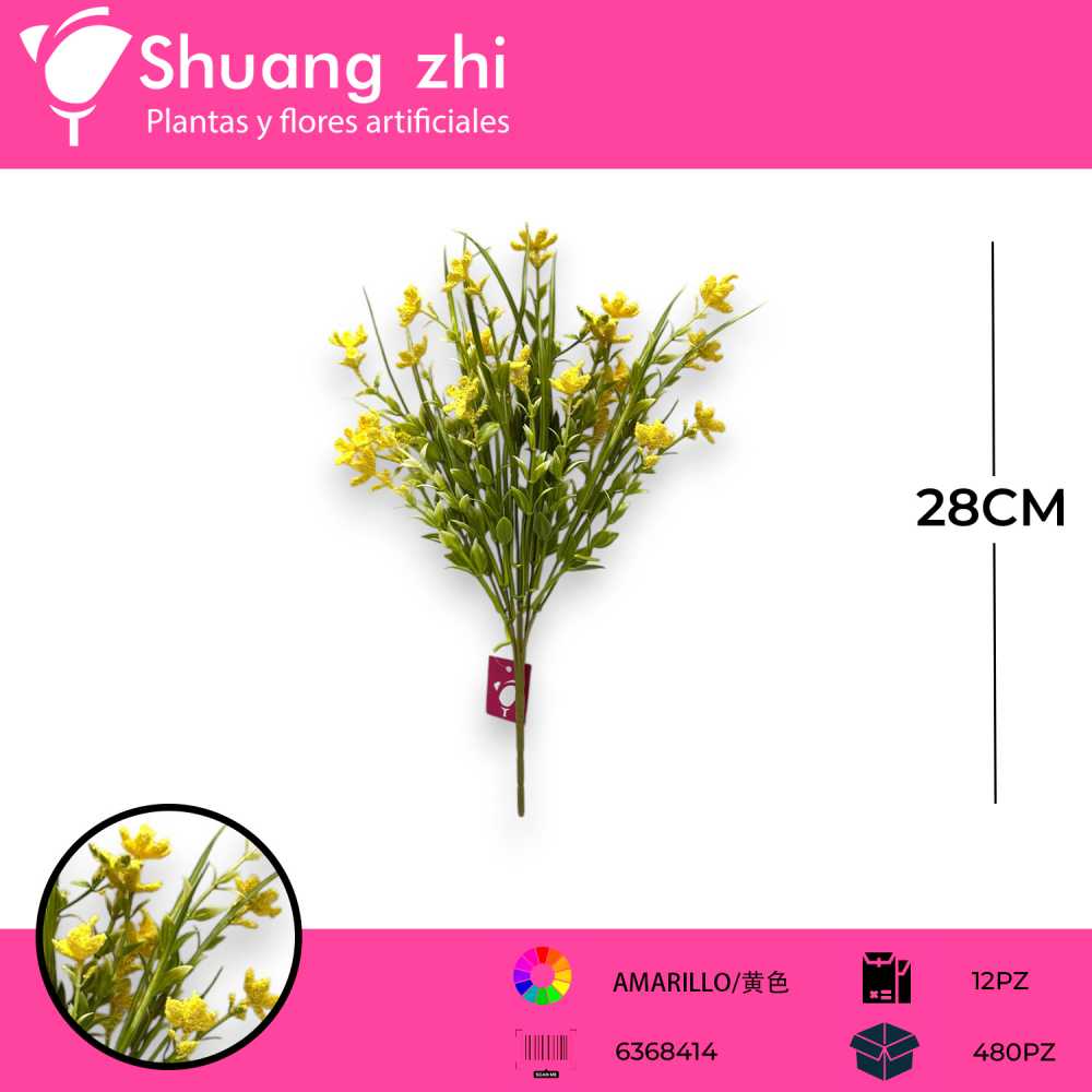 FOLLAJE 4 ESTACIONES AMARILLO 28CM