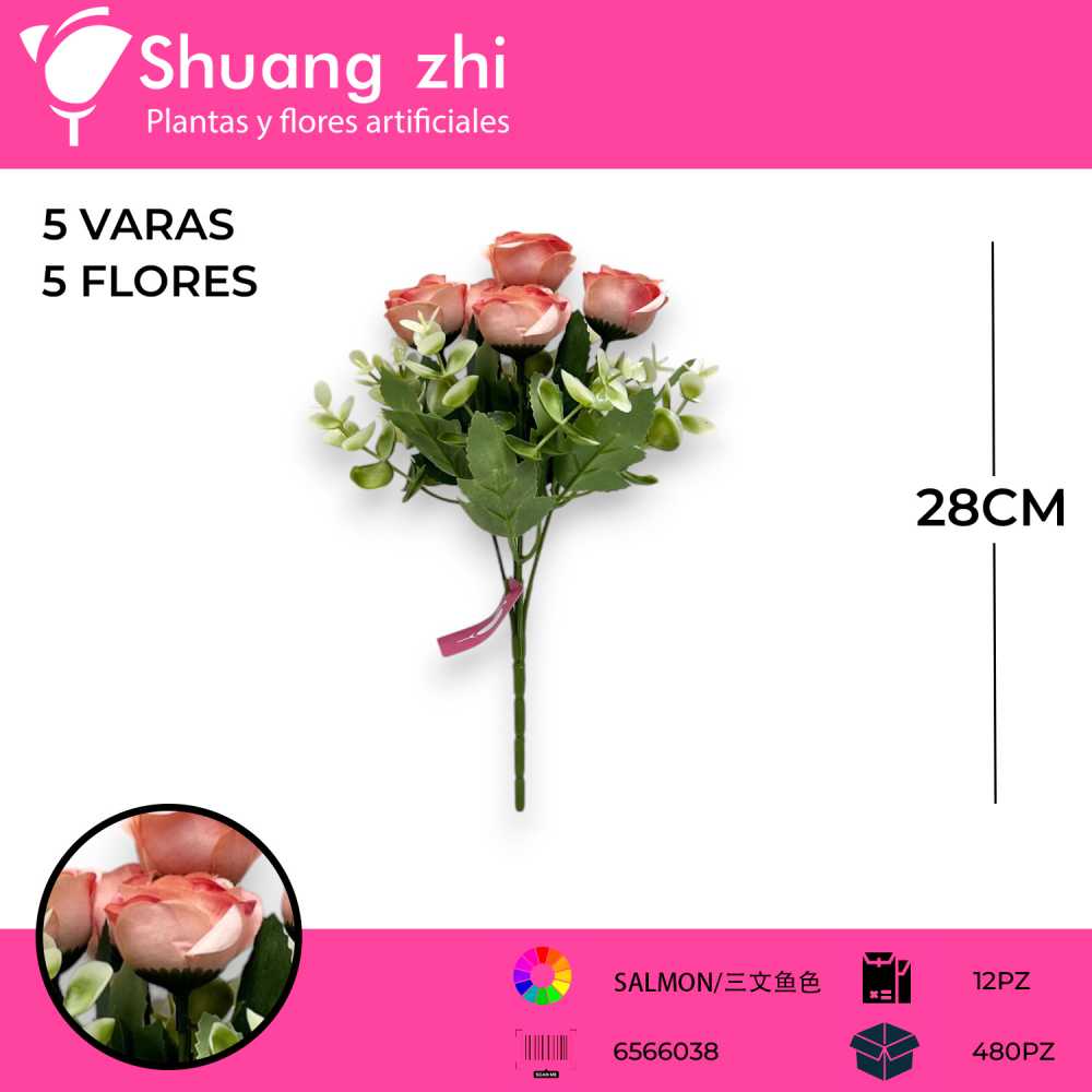 FLOR MINI ROSA 28CM