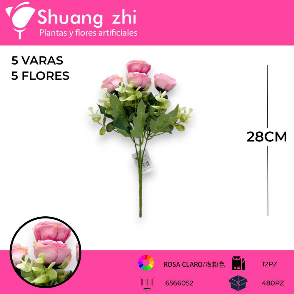FLOR MINI ROSA CLARO 28CM