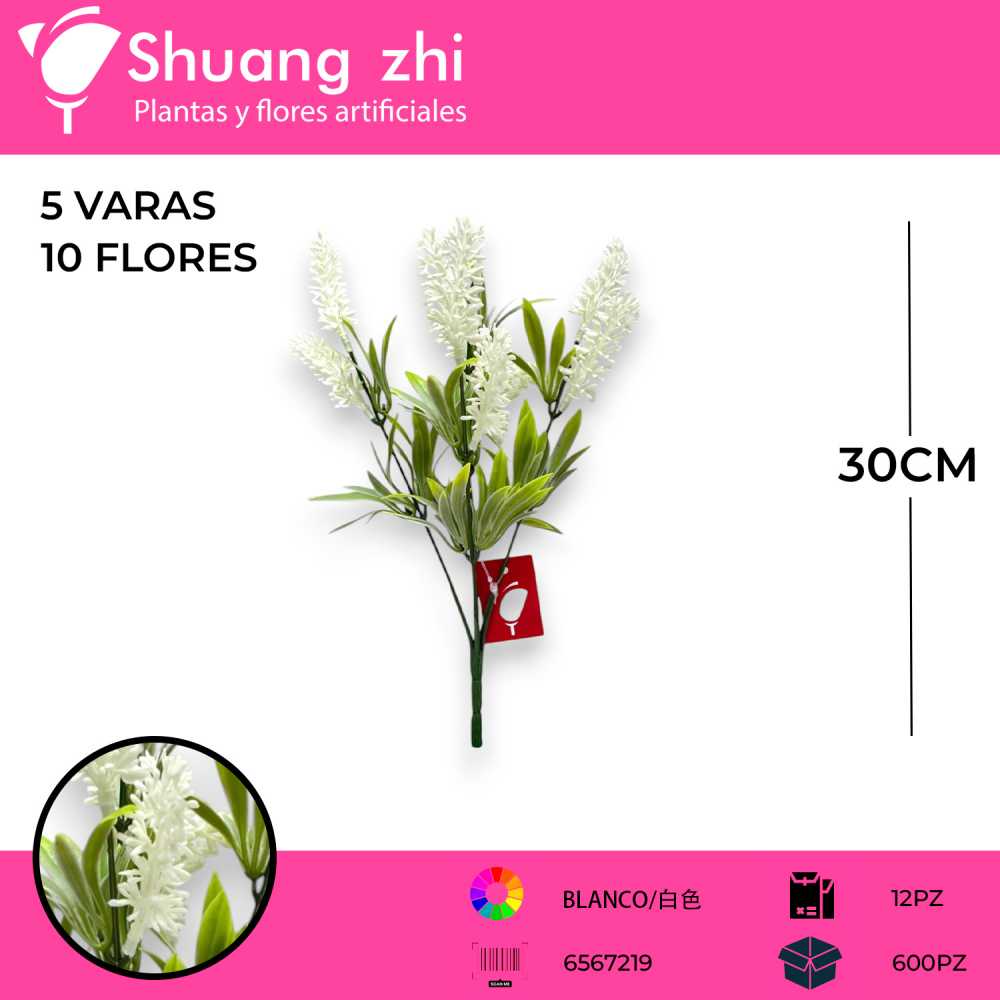 FOLLAJE LAVANDA BLANCO 30CM