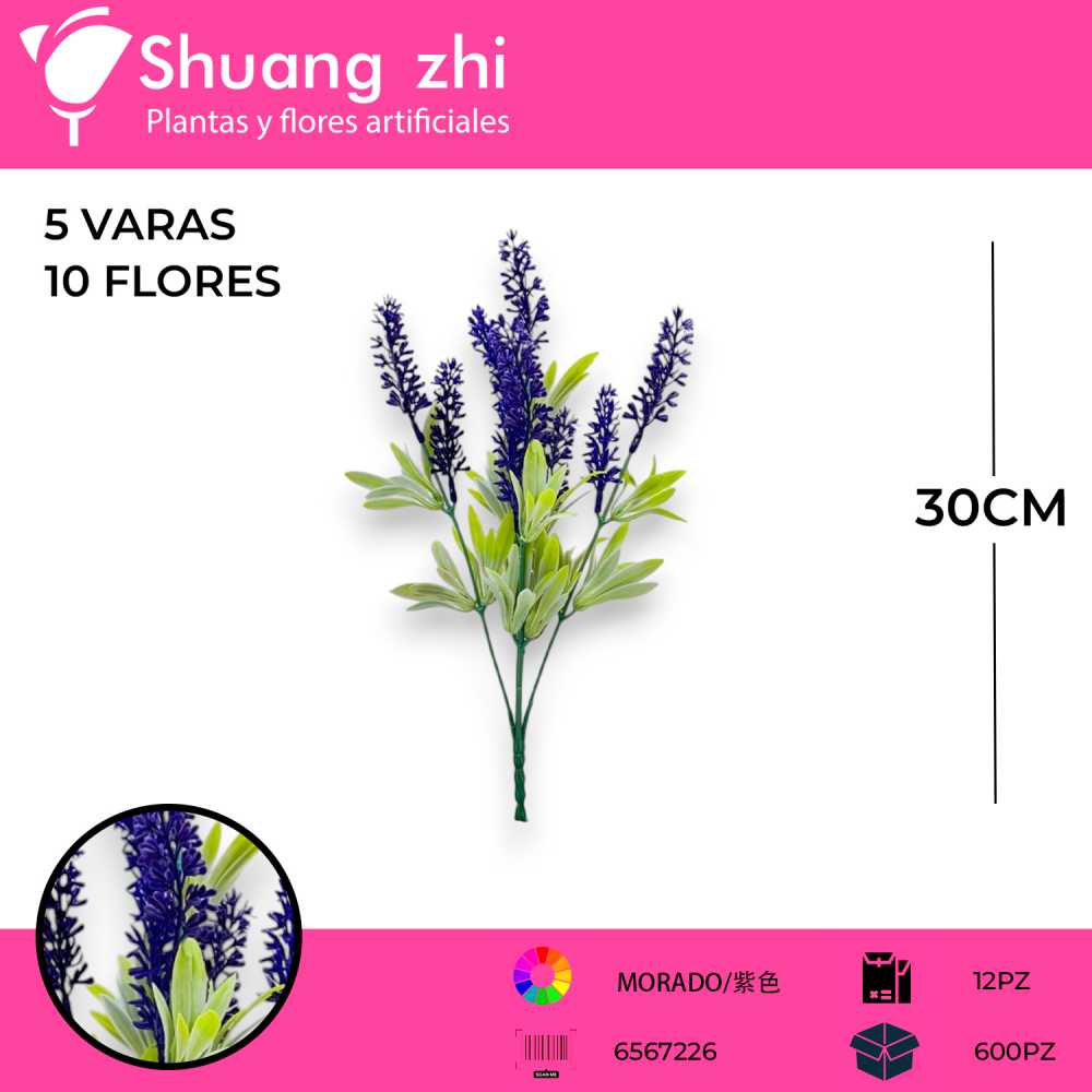 FOLLAJE LAVANDA MORADO 30CM