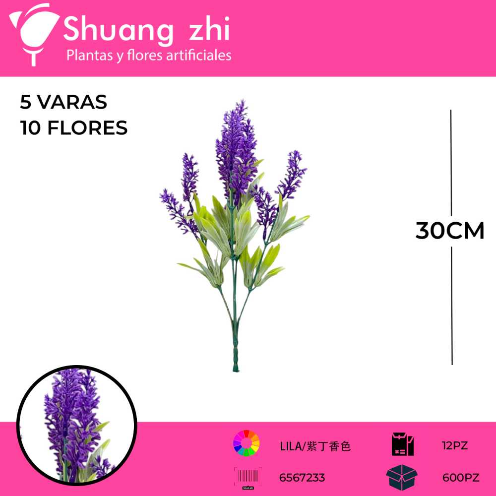 FOLLAJE LAVANDA LILA 30CM