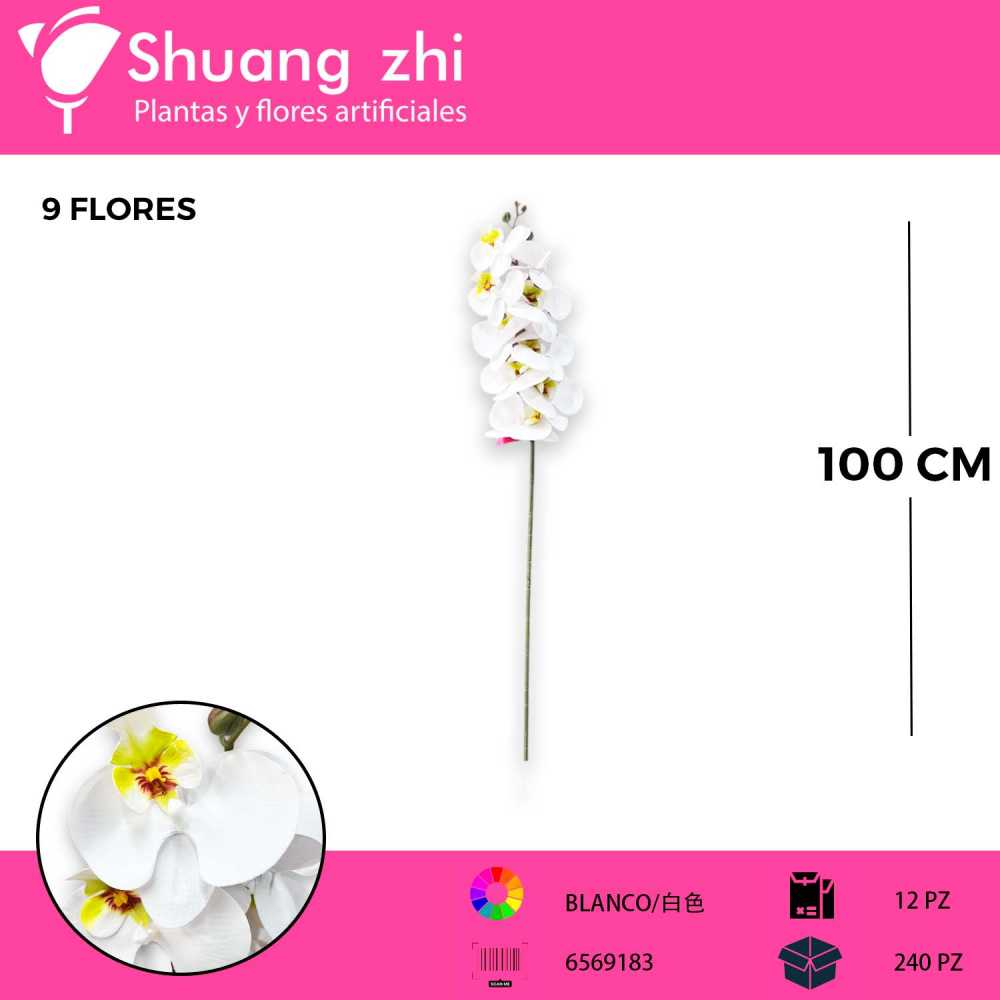 ORQUIDEA NATURAL TOUCH BLANCO VERDE 100CM