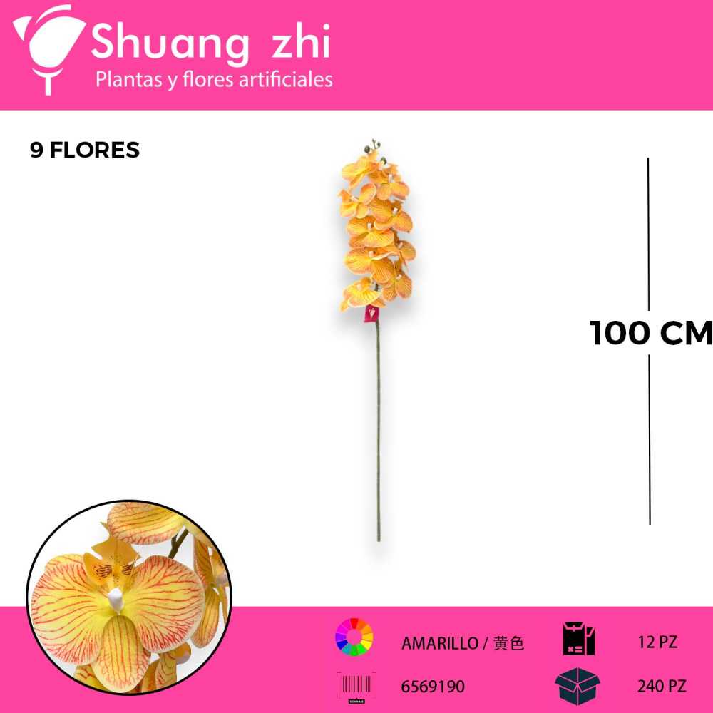 ORQUIDEA NATURAL TOUCH AMARILLO 100CM