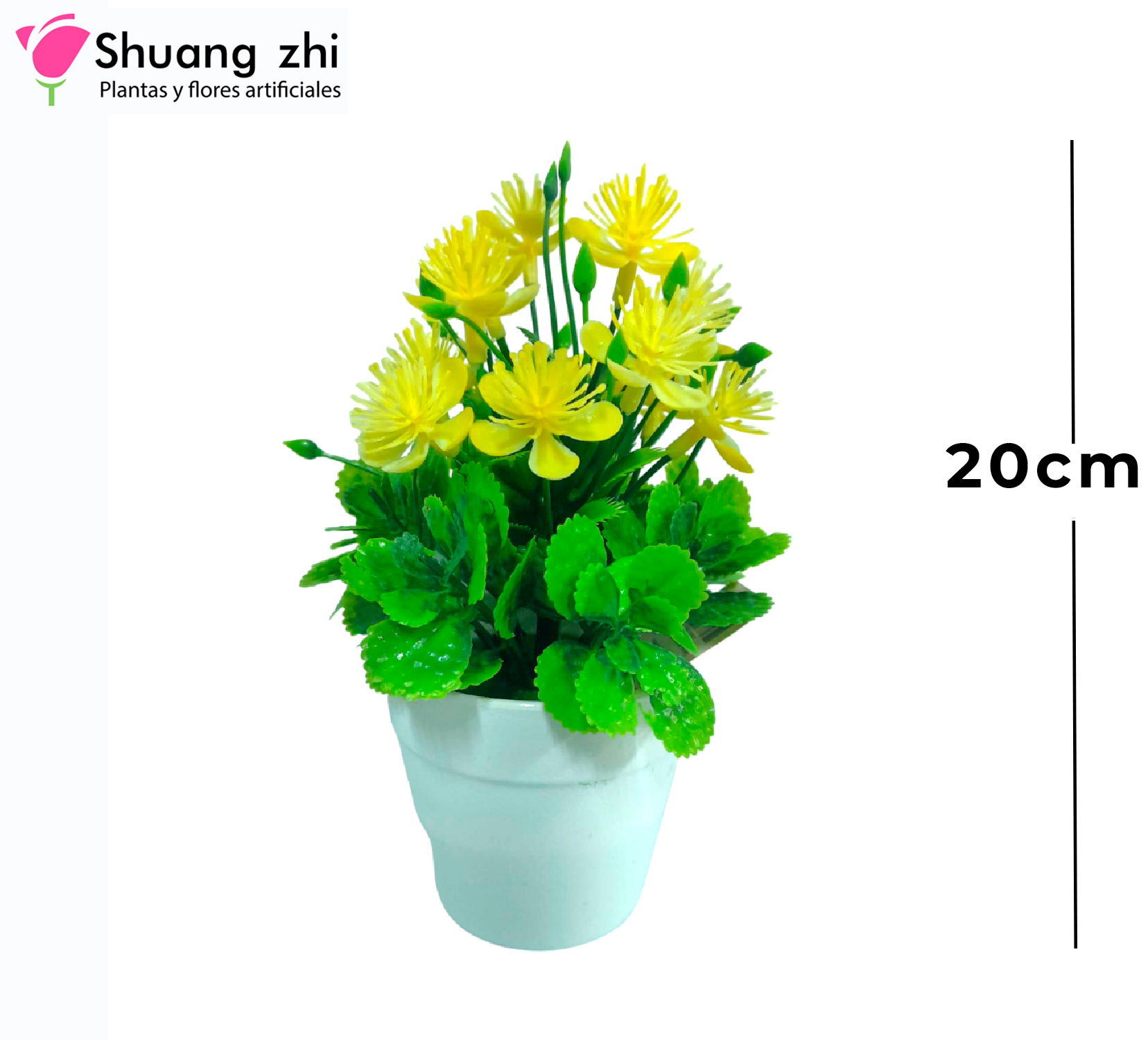 FLOR MINI MACETA AMARILLO 20CM