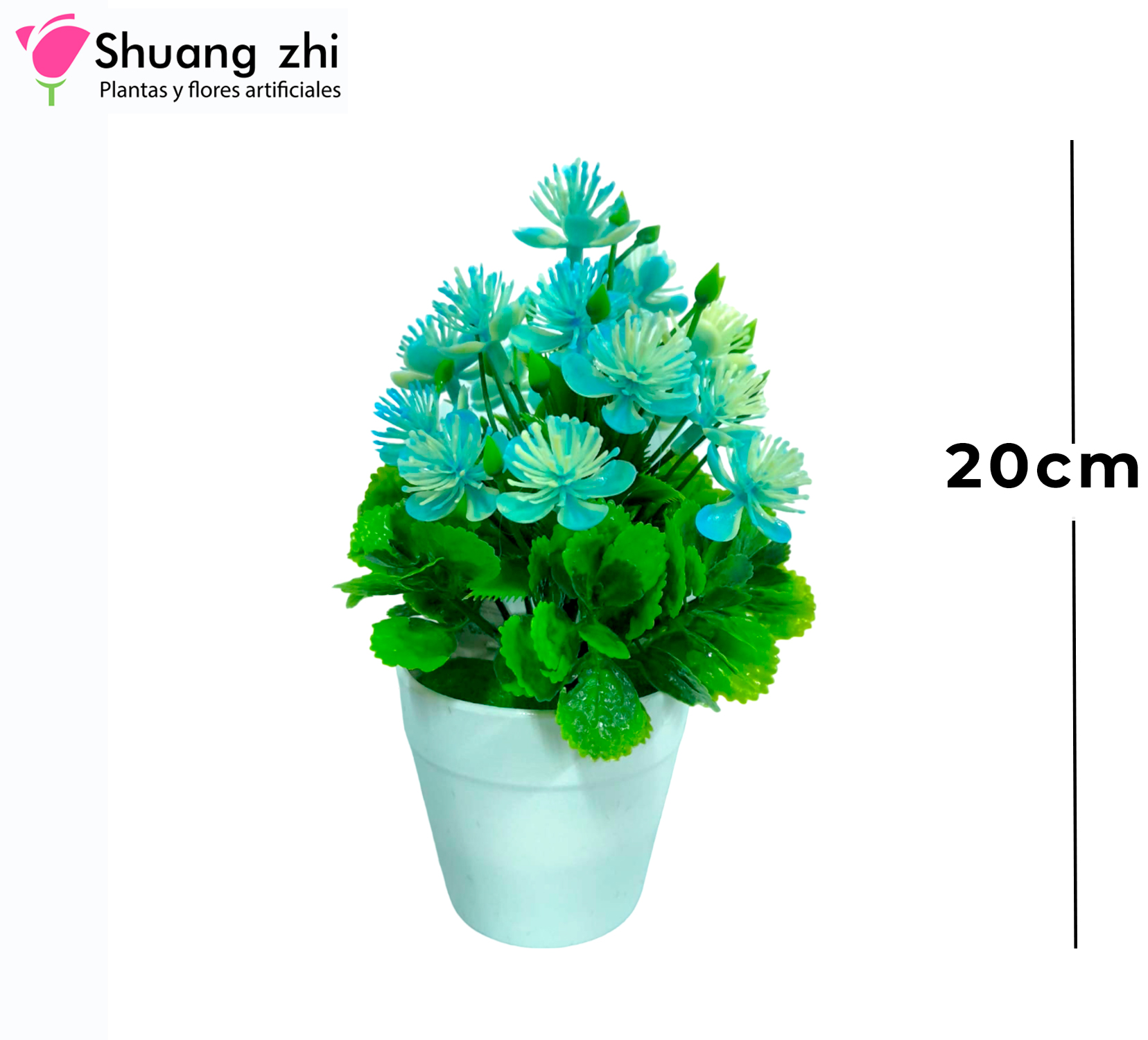 FLOR MINI MACETA AZUL 20CM