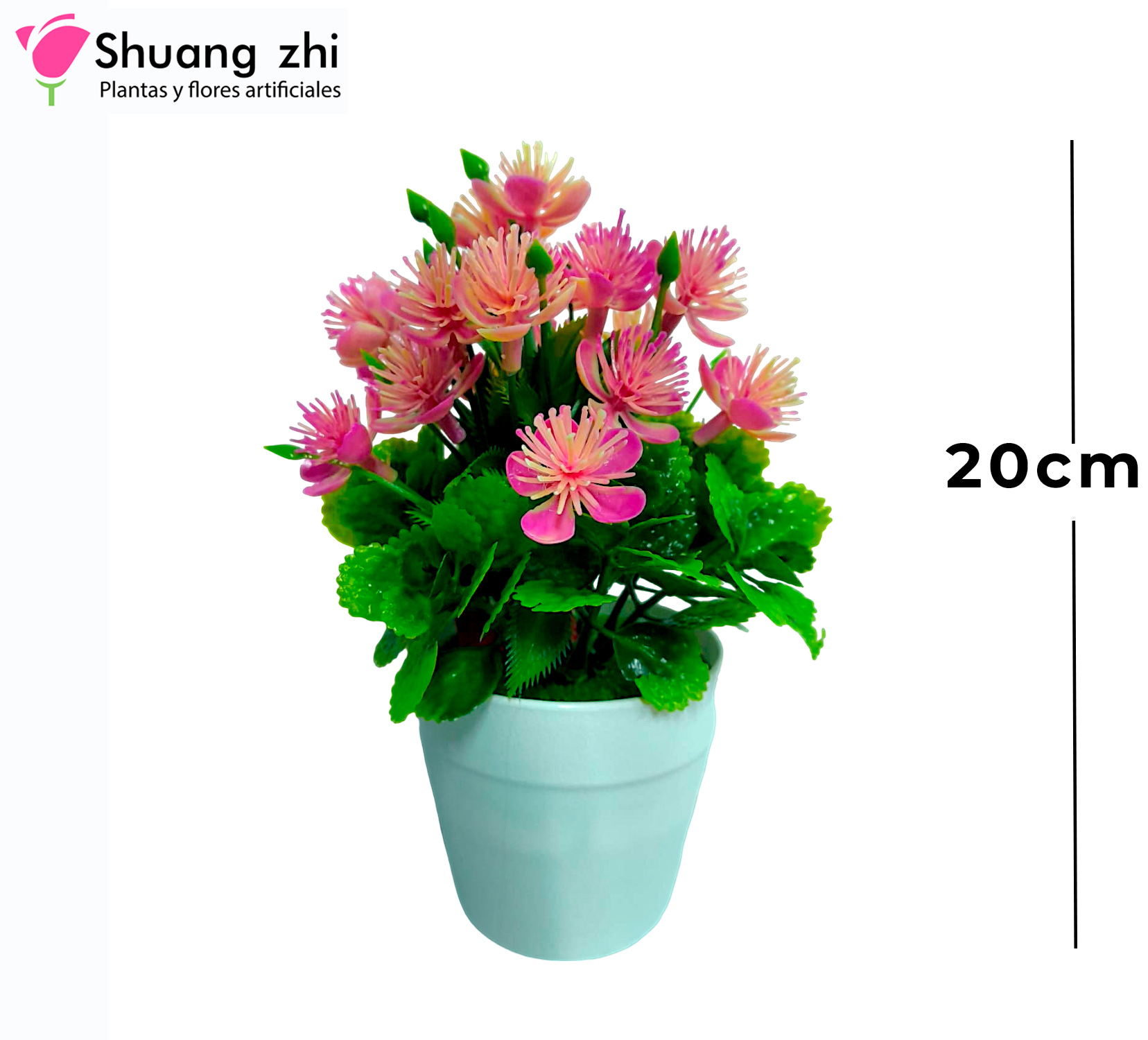 FLOR MINI MACETA ROSA 20CM