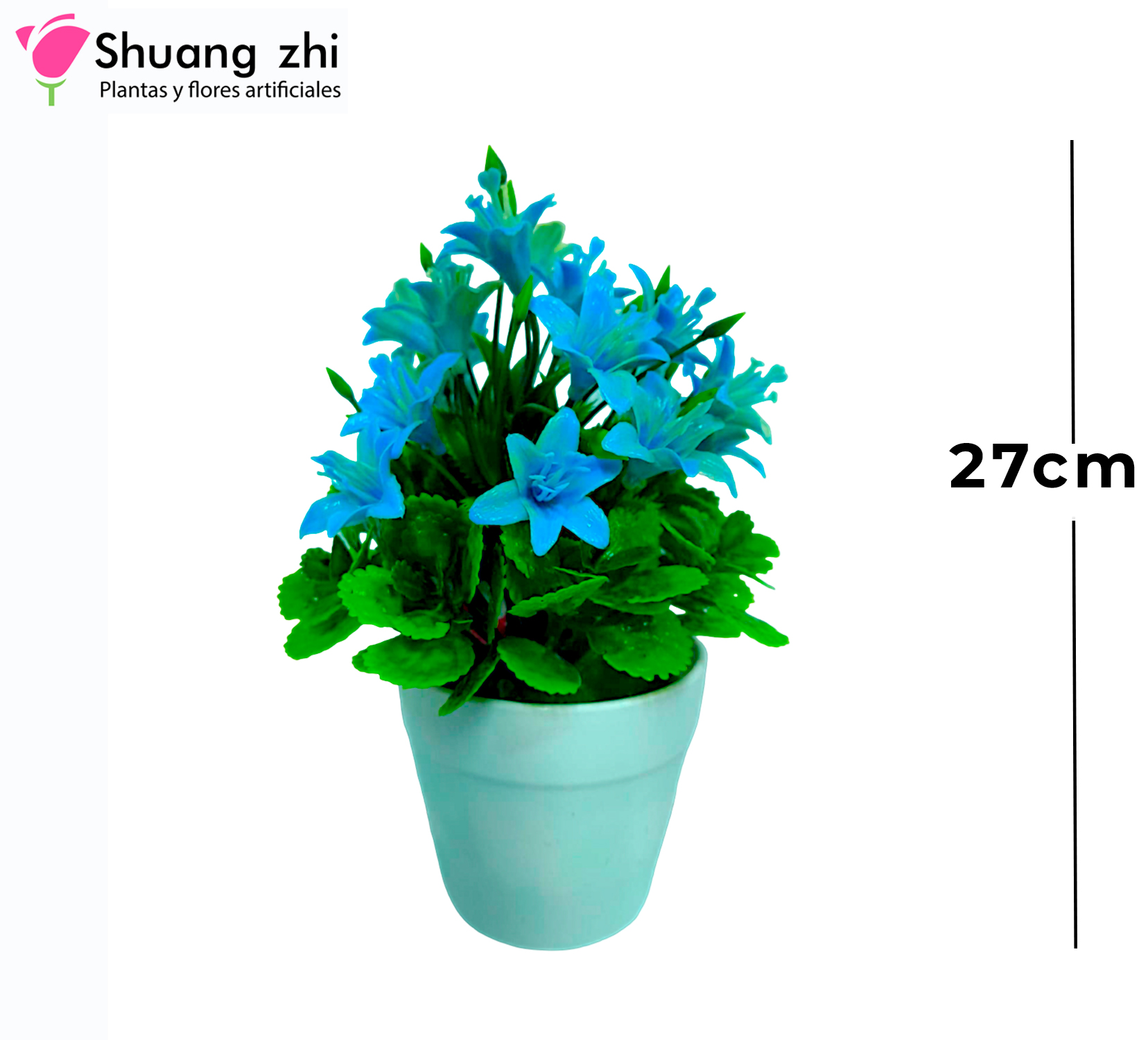 FLOR MINI MACETA AZUL 27CM