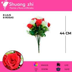 RAMO FLOR COMBINADO ROSA LILI  ROJO