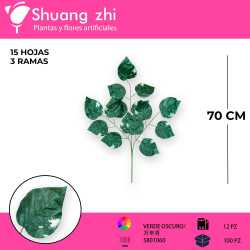 HOJA VERDE OBSCURO 3 VARAS 12 PZS