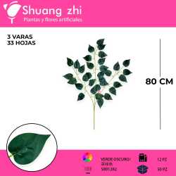 HOJA VERDE OBSCURO 3 VARAS PACK 12 PCS